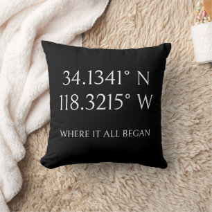  Name with GPS Coordinates and Photo Personalised Cushion