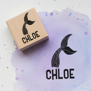 Name with Mermaid Tail Signature Stamp