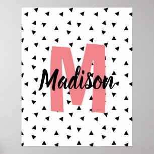 Name with pink monogram personalised name print. a poster