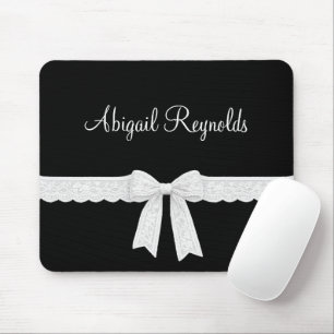 Name with White Ribbon and Bow Mouse Mat