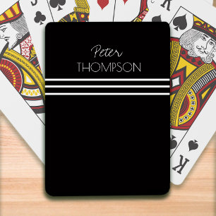 name with white stripes on black  playing cards