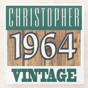 Name with Year 1964 Vintage Glass Coaster