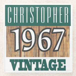 Name with Year 1967 Vintage Glass Coaster