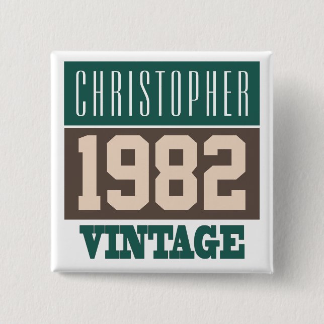Name with Year 1982 Vintage Button (Front)