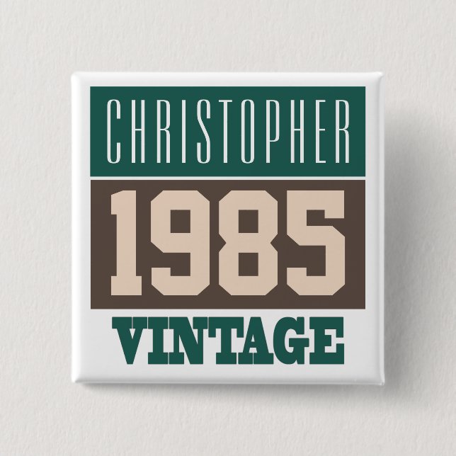 Name with Year 1985 Vintage Button (Front)