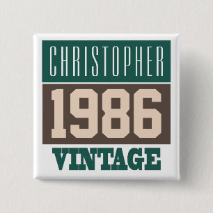 Name with Year 1986 Vintage Button