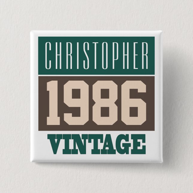 Name with Year 1986 Vintage Button (Front)