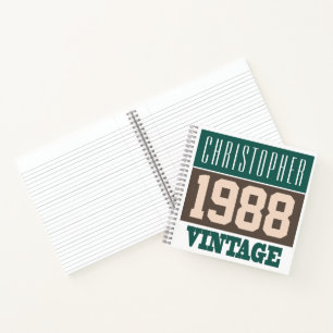 Name with Year 1988 Vintage Notebook