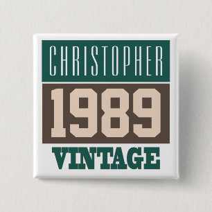 Name with Year 1989 Vintage Button