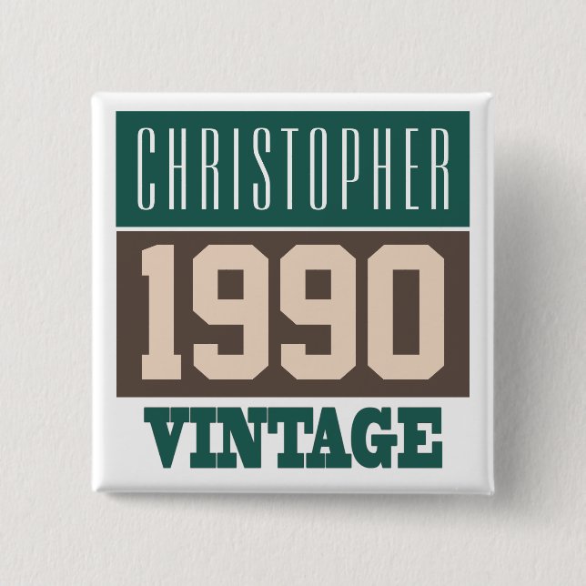 Name with Year 1990 Vintage Button (Front)