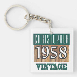 Name with Year Born 1958 Vintage Keychain