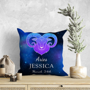 Name with Zodiac sign Aries Gift Throw Pillow