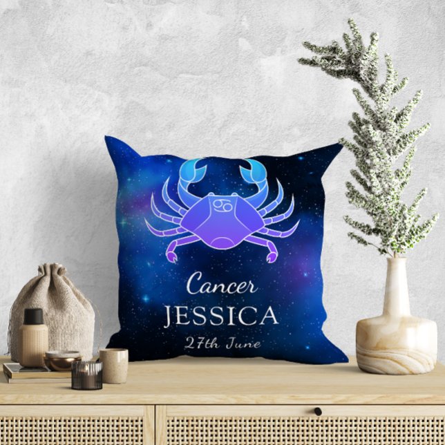Name with Zodiac sign Gift Throw Pillow (Creator Uploaded)