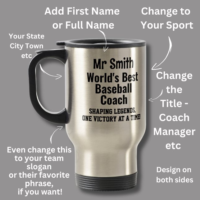 Name, Worlds Best Baseball Coach - Legends Travel Mug (Creator Uploaded)