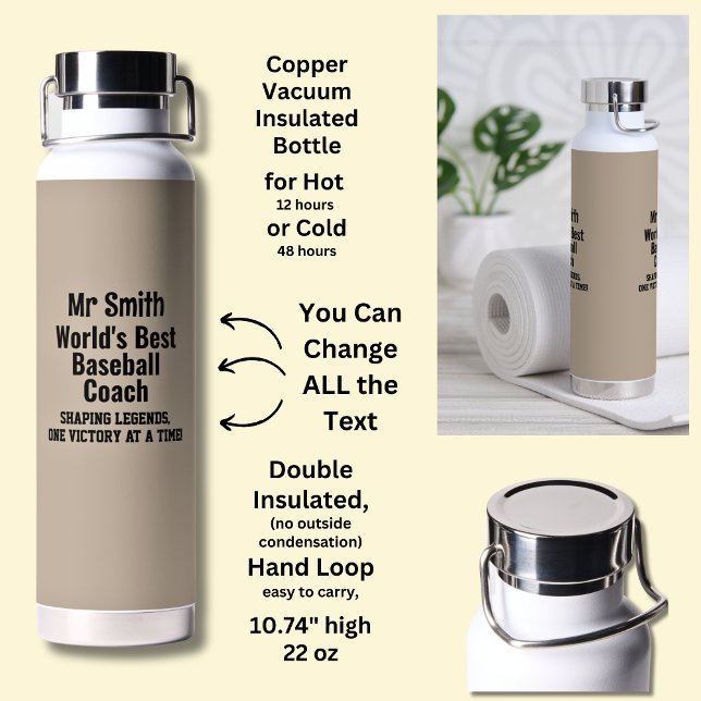 Name, Worlds Best Baseball Coach - Legends Water Bottle (Creator Uploaded)