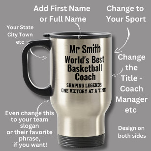 Name, Worlds Best Basketball Coach  Travel Mug