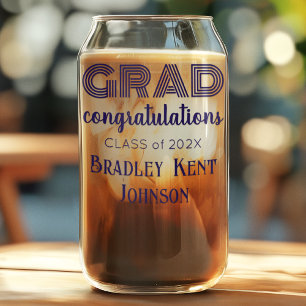 Name Year    Dark Blue Modern Graduate 16oz Can Glass