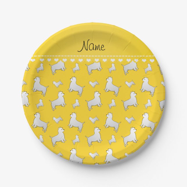 Name yellow West Highland White Terrier dogs Paper Plate (Front)