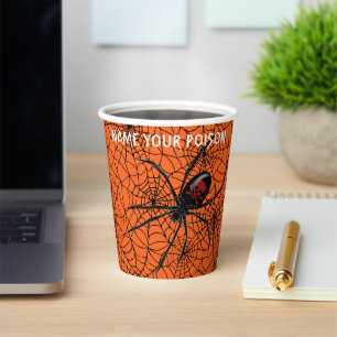 Name Your Poison Black Widow Spider Halloween Webs Paper Cups