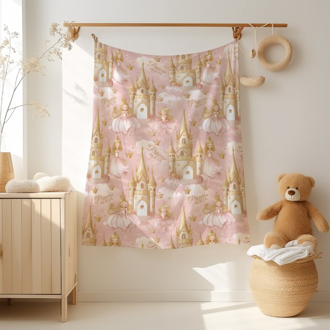Name Your Princess and Castle Pink ID1053 Fleece Blanket (Creator Uploaded)