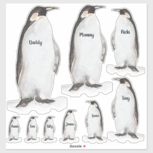 Name Your Winter Penguin Family of Nine Penguins