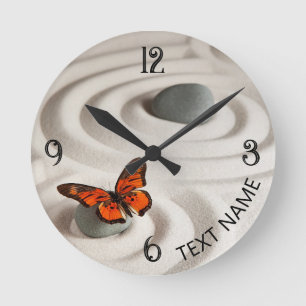 Name, Zen Garden Monarch Butterfly Round Clock