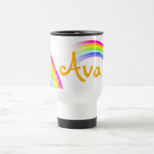 Named (3 letter) rainbow travel girls orange mug