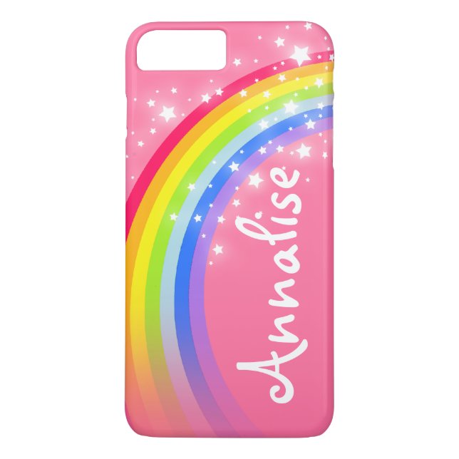 Named 8 letter rainbow red pink iphone case (Back)