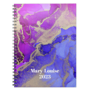 Named Abstract Pink Purple Gold Art Notebook