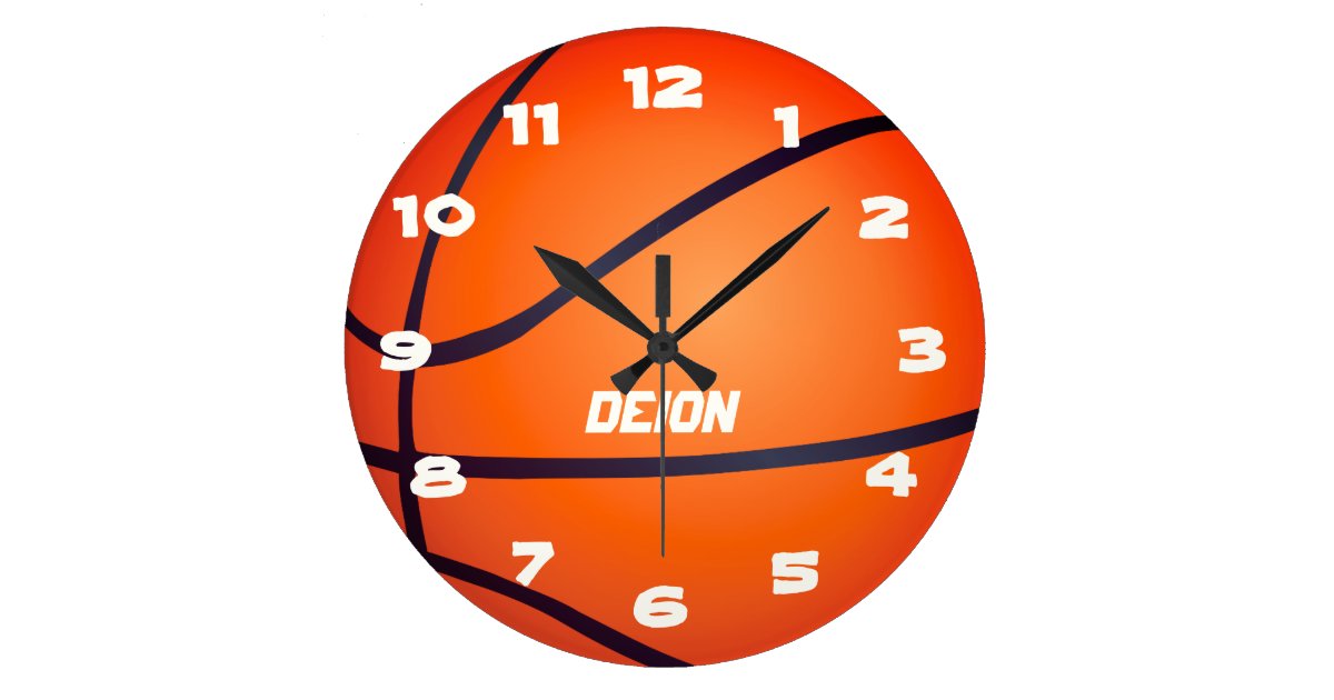 Named Athletic Basketball Large Clock Zazzle.co.uk