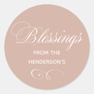 Named Beige Blessings Classic Round Sticker