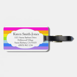 Named bright rainbow cloud pink luggage tag