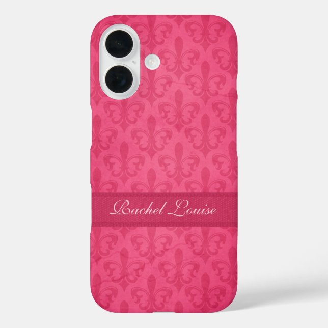 Named Fleur de Lis damask pink  Case-Mate iPhone Case (Back)