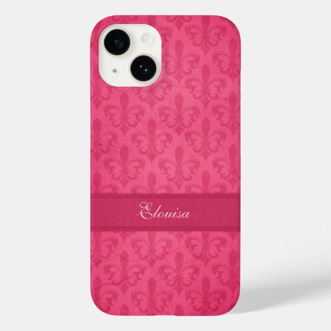 Named Fleur de Lis damask pink iphone 6 case (Back)