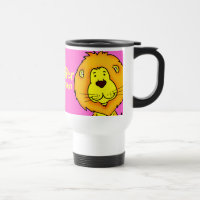 Named girls pink lion travel / club mug