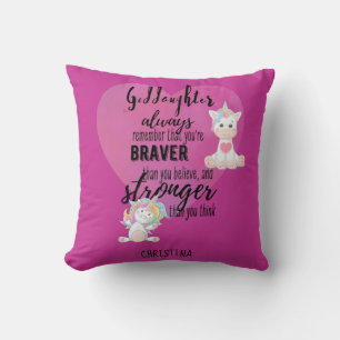 Named GODDAUGHTER Motivational Quote Unicorn Pink  Cushion