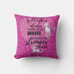 Named GODDAUGHTER Motivational Quote Unicorn Pink  Cushion