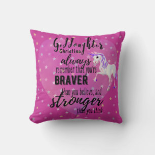 Named GODDAUGHTER Motivational Quote Unicorn Pink  Cushion