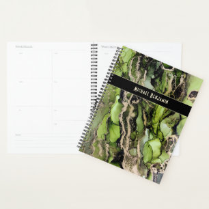 Named Green Black Gold Abstract Art Planner