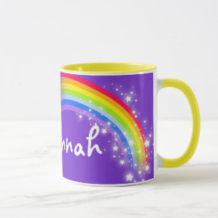 Named kids rainbow purple red mug