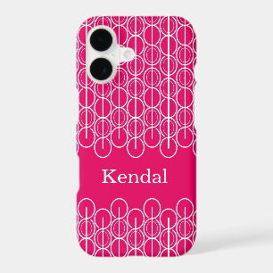 Named linked ovals & lines red white iphone case