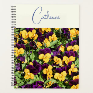 Named Multicolored Purple & Yellow Flowers Planner