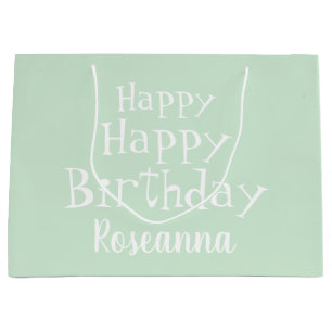 Named Pastel Green Happy Birthday Large Gift Bag