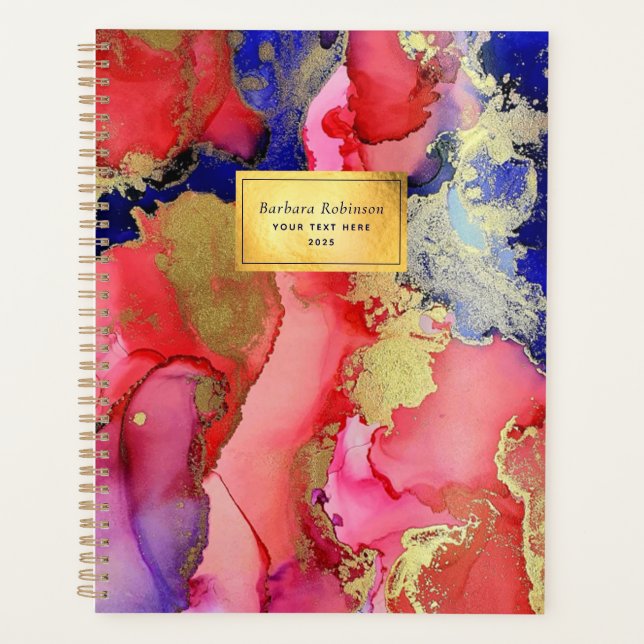 Named  Pink Purple Gold Abstract Planner (Front)