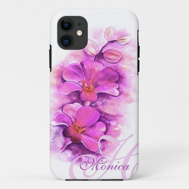 Named radiant Orchid art floral iphone case (Back)