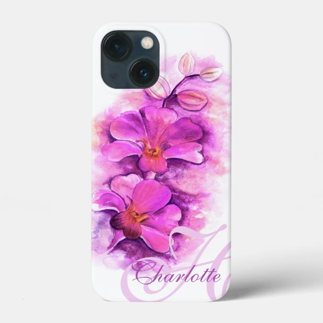 Named radiant Orchid art floral iphone case (Back)