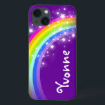Named rainbow on purple ipad air case<br><div class="desc">Uniquely designed bright and colourful rainbow add your name girlie ipad case. Case reads: Yvonne or personalise this case with the name of your choice up to 7 letters.  A perfect gift for a vibrant child. Item designed exclusively by Sarah Trett.</div>