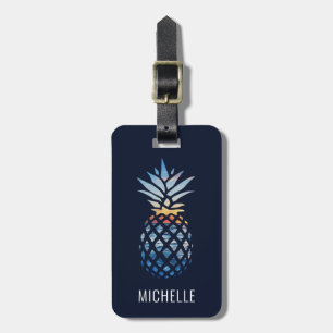 Named Tropical Pineapple with Editable Background Luggage Tag