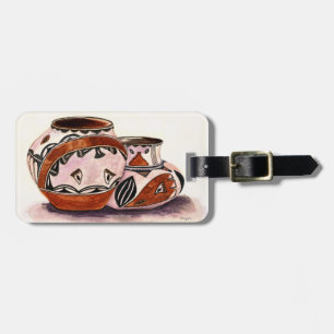 Named Watercolor Native American Pottery Art Luggage Tag