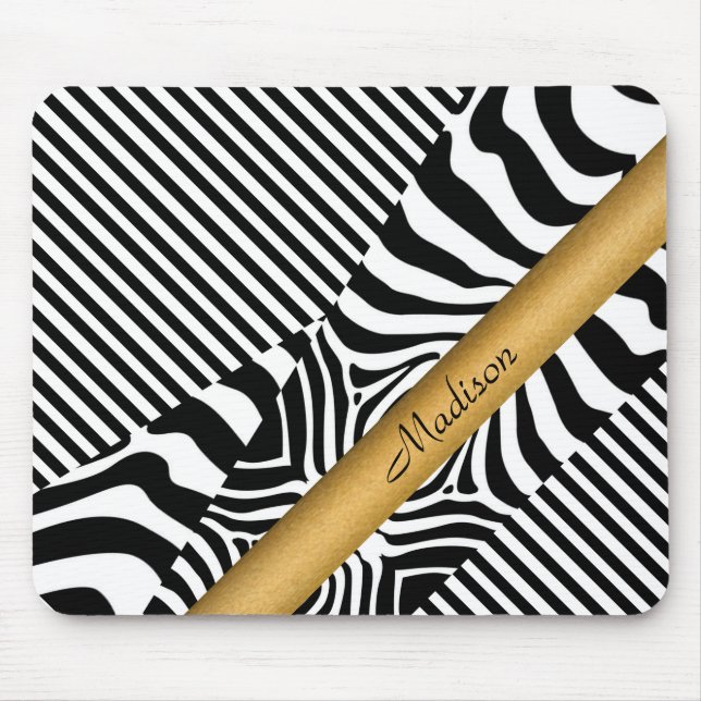 Named Zebra and Stripes Mouse Mat (Front)